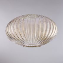 Belight - diffusore in vetro soffiato ambra con decoro rigatura in rilievo H.18 - Ø30