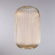 Belight - diffusore in vetro soffiato ambra con decoro rigatura in rilievo H.34 - Ø20