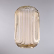 Diffusore in vetro soffiato ambra con decoro rigatura in rilievo H.34 - Ø20