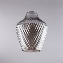 Belight - diffusore in vetro soffiato grigio specchiato con decoro in rilievo H.27 - Ø21