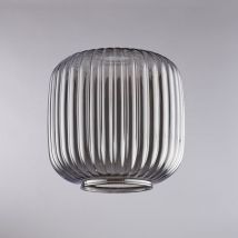 Belight - diffusore in vetro soffiato grigio specchiato con decoro rigatura in rilievo H.20 - Ø20