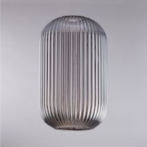 Belight - diffusore in vetro soffiato grigio specchiato con decoro rigatura in rilievo H.34 - Ø20