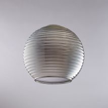 Belight - diffusore in vetro soffiato grigio specchiato con rigatura in rilievo H.18 - Ø20