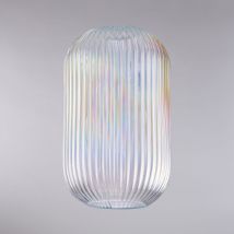 Belight - diffusore in vetro soffiato trasparente con decoro rigatura in rilievo H.34 - Ø20