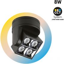Aplique Techo LED Cuadrado Orientable 8W - CCT - UGR18 - Chip - Negro