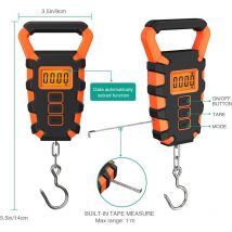 Sunxury - Digital Fishing Scale with Ruler, Fishing Postal Hanging Hook Scale, 110lb/50kg Waterproof Luggage Scale with Measuring Tape, Luggage Hook,