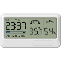 Memkey - Digital Hygrometer, Electronic Temperature and Humidity Meter with lcd Time and Date Display, Indoor Thermometer Hygrometer with Stand for