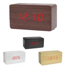 Digitaler Led-Wecker In Holzoptik Mit Alarmton Und Temperaturanzeige 1295