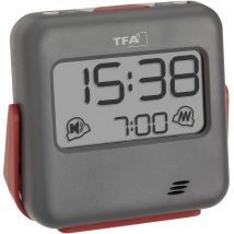 Dostmann 60.2031.10 Quarz Wecker Grau Alarmzeiten 1 Vibrationsalarm, Extra Lauter Weckton - Tfa