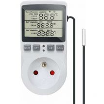 Digitaler Thermostat, Timer-Temperaturregler, Steckdose 230 v, 16 a, mit Heizsensor, Kühlschrank-Thermostat-Regler für Gewächshaus, Reptilienzucht,