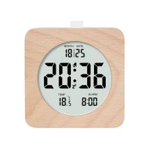 Digitaler Wecker aus Holz, 4 Zoll großer batteriebetriebener Holzwecker mit Schlummerfunktion und Nachtlicht, digitaler LCD-Nachttischwecker mit