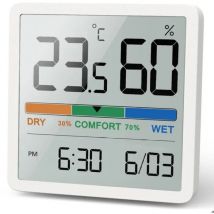 Digitales Tischthermometer Mit Temperatur- Und Feuchtigkeitsanzeige Für Den Innenbereich (weiß)