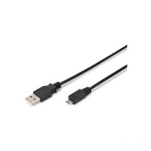 ASSMANN Electronic A/micro-B, 3m cable USB USB 2.0 USB A Micro-USB B Negro