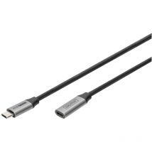 Digitus Câble USB USB 3.2 Gen1 (USB 3.0) USB-C , USB-C femelle, USB-C mâle 1.00 m noir flexible, blindé, avec USB DB-