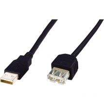 Digitus - Câble usb usb 2.0 usb-a mâle, usb-a femelle 1.80 m noir AK-300202-018-S X46744