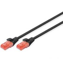 DK-1617-0025/BL RJ45 Netzwerkkabel, Patchkabel cat 6 u/utp 0.25 m Schwarz Halogenfrei, verdr - Digitus