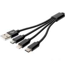 Digitus de téléphone portable, Apple iPad/iPhone/iPod, ordinateur portable Câble de charge [1x USB-A - 3x ] 0.15 m