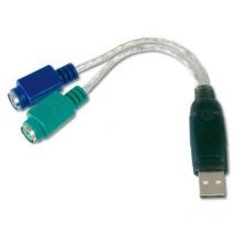 DIGITUS USB auf PS/2 Adapter, Maus & Tastatur Adapter, USB Typ-A Stecker auf 2x Mini-Din 6 Buchse, Win 10, Plug & Play