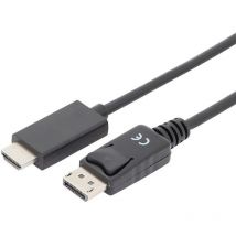 Digitus - Câble adaptateur DisplayPort / hdmi Fiche mâle DisplayPort, Fiche mâle hdmi-a 1.00 m noir AK-340303-010-S blindage triple Câble DisplayPor