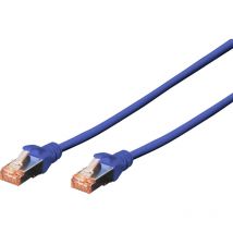 DK-1641-0025/B RJ45 Câble réseau, câble patch cat 6 s/ftp 0.25 m bleu ignifuge, avec cliquet d'encastrement 1 pc(s) R05012 - Digitus