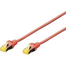 Digitus DK-1644-A-005/R RJ45 Câble réseau, câble patch cat 6a s/ftp 0.50 m rouge sans halogène, torsadé par paire, avec cliquet d'encastrement, i
