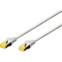 Câble réseau, câble patch Digitus DK-1644-A-005 RJ45 CAT 6a S/FTP 0.50 m gris sans halogène, torsadé par paire, avec cliquet d'encastrement, igni