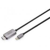 Digitus - schwarz 8K Mini DisplayPort for hdmi Cable, 60Hz, Alu black 1m (DB-340109-010-S)