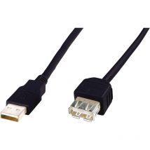 USB-Kabel usb 2.0 usb-a Stecker, usb-a Buchse 5.00 m Schwarz AK-300202-050-S - Digitus