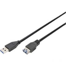 Digitus USB-Kabel usb 3.2 Gen1 (usb 3.0 / usb 3.1 Gen1) usb-a Stecker, usb-a Buchse 3.00 m Schwarz