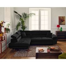 Bestmobilier - Dimas - canapé d'angle gauche 5 places - convertible avec coffre et têtières réglables - en velours
