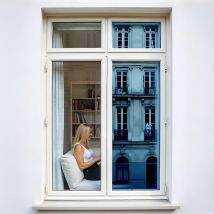 Film miroir sans tain pour grand vitrage vis-à-vis proche - bleu - 152 cm x 1 m - En Rouleau - Dimexact