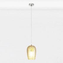 First Choice Lighting - Dimpled Glass and Jewelled Pendant Light - Polished chrome plate with clear dropper glass detail and clear champagne glass