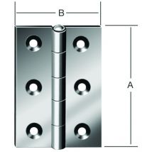 DIN-Scharnier halbbr. 90x63 mm – blau verzinkter Stahl – vernieteter Messingstift – VORMANN