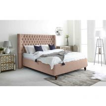 Casa - Dinah Oatmeal Grampian Fabric Matching Buttons King Bed Frame