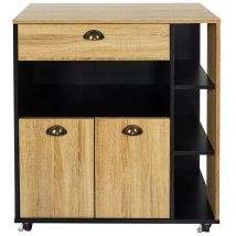 Altobuy - dinaj - Desserte à Roulettes Multi-Rangement Aspect Bois