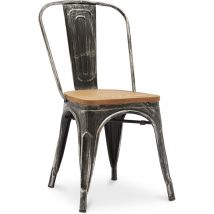Tolix Style - Dining Chair - Industrial Design - Steel and Wood - New Edition - Stylix Industriel