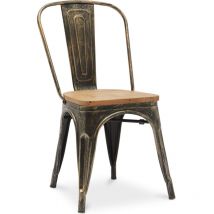 Tolix Style - Dining Chair - Industrial Design - Steel and Wood - New Edition - Stylix Metallic bronze