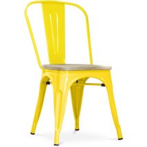 Tolix Style - Dining Chair - Industrial Design - Steel and Wood - New Edition - Stylix Yellow