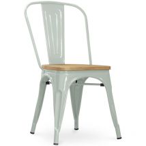 Dining Chair - Industrial Design - Steel and Wood - New Edition - Stylix Pale green
