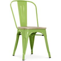 Tolix Style - Dining Chair - Industrial Design - Steel and Wood - New Edition - Stylix Light green