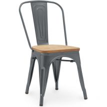 Tolix Style - Dining Chair - Industrial Design - Steel and Wood - New Edition - Stylix Dark grey