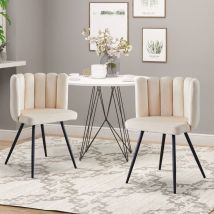 Clipop - Dining Chair ,Velvet Single Bedroom Makeup Vanity Chair with Padded Back and Metal Legs Cream Shell Chair for Dressing Table Living Room