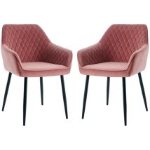 Dining Chairs 2pcs Velvet Kitchen Chairs Upholstered Seat with Backrest and Armrest Office chair, Rose