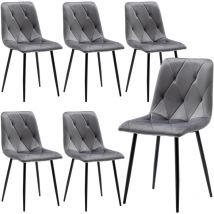 Artist Hand - Set of 6 Dining Chairs for Dining Room Living Room, Velvet Fabric Dining Chairs Set of 6 with Backrest Upholstered Seat Solid Metal