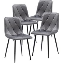 Artist Hand - Set of 4 Dining Chairs for Dining Room Living Room, Velvet Fabric Dining Chairs Set of 4 with Backrest Upholstered Seat Solid Metal