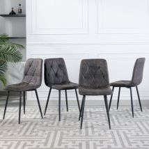Artist Hand - Set of 4 Dining Chairs for Living Room Dining Room, Faux Suede Dining Chairs with Upholstered Seat Solid Metal Legs, Gray