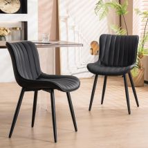 Xample - Dining Chairs Set of 2 Faux Leather Padded Seat with Metal Legs