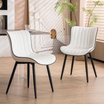 Xample - Dining Chairs Set of 2 Faux Leather Padded Seat with Metal Legs