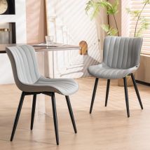 Xample - Dining Chairs Set of 2 Faux Leather Padded Seat with Metal Legs