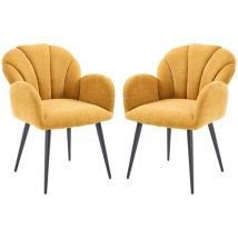 Wahson Office Chairs - Dining Chairs Set of 2 in Chenille Tick Padded Leisure Corner Chairs with Special Shell-Shaped Backrest for Kitchen Living